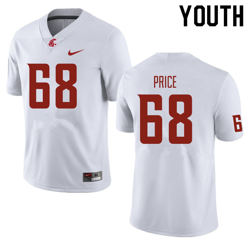Youth #68 Jimmy Price Washington State Cougars Football Jerseys Sale-White